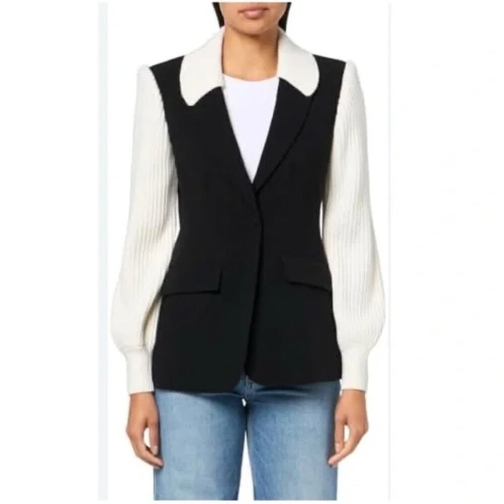 Cinq a Sept Melina blazer jacket knit sleeve and collar 4 NWOT